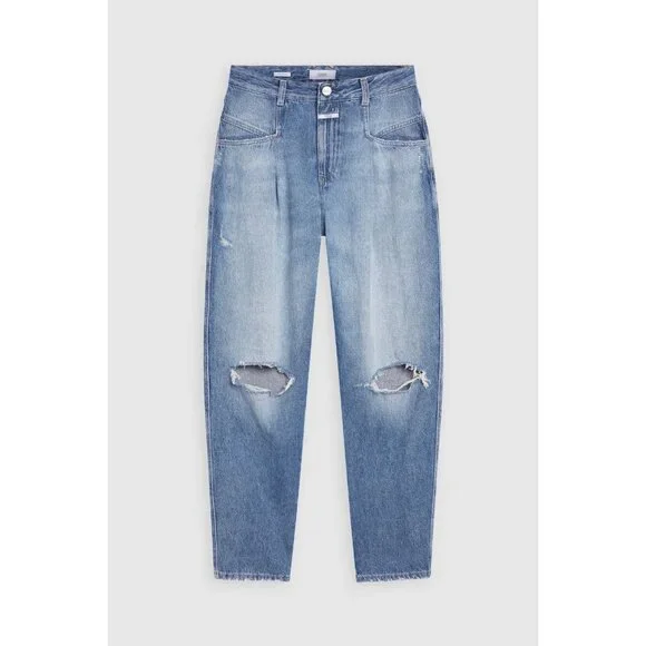 🆕 CLOSED Pearl High Rise Distressed Tapered Denim Jeans Blue 31 - Picture 9 of 16